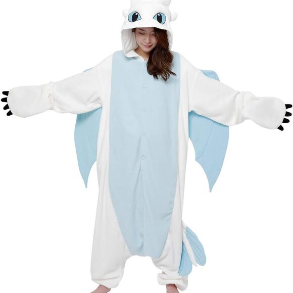Relaxed Fit Light Fury Kigurumi - Perfect for Halloween and Home Relaxation - Picture 1 of 5
